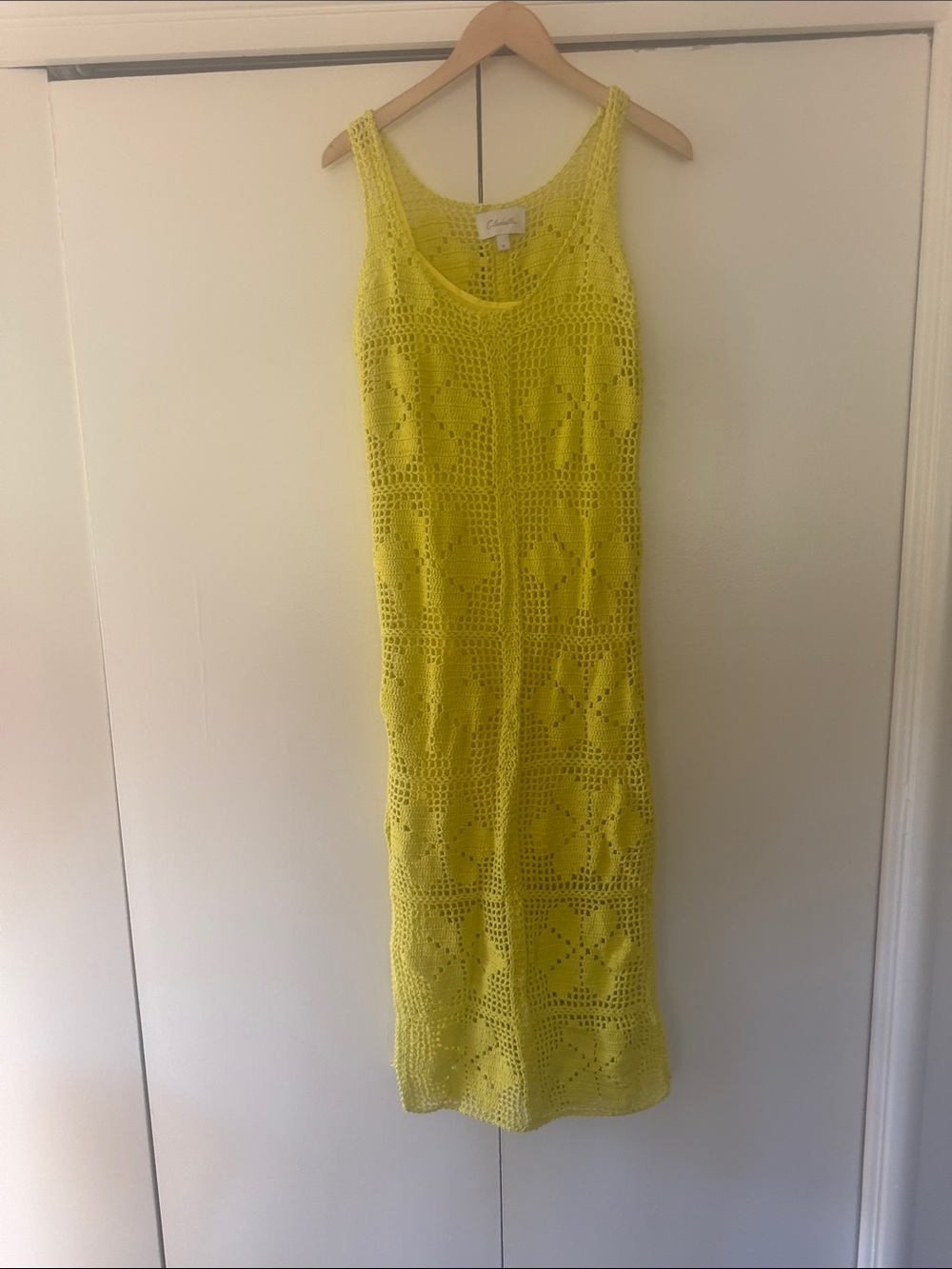 Cleobella Neon Yellow Crochet Tank Maxi Dress